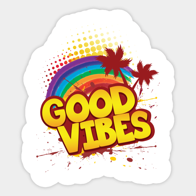 'Rainbow Good Vibes 70s Retro' Awesome 70s Vintage Sticker by ourwackyhome